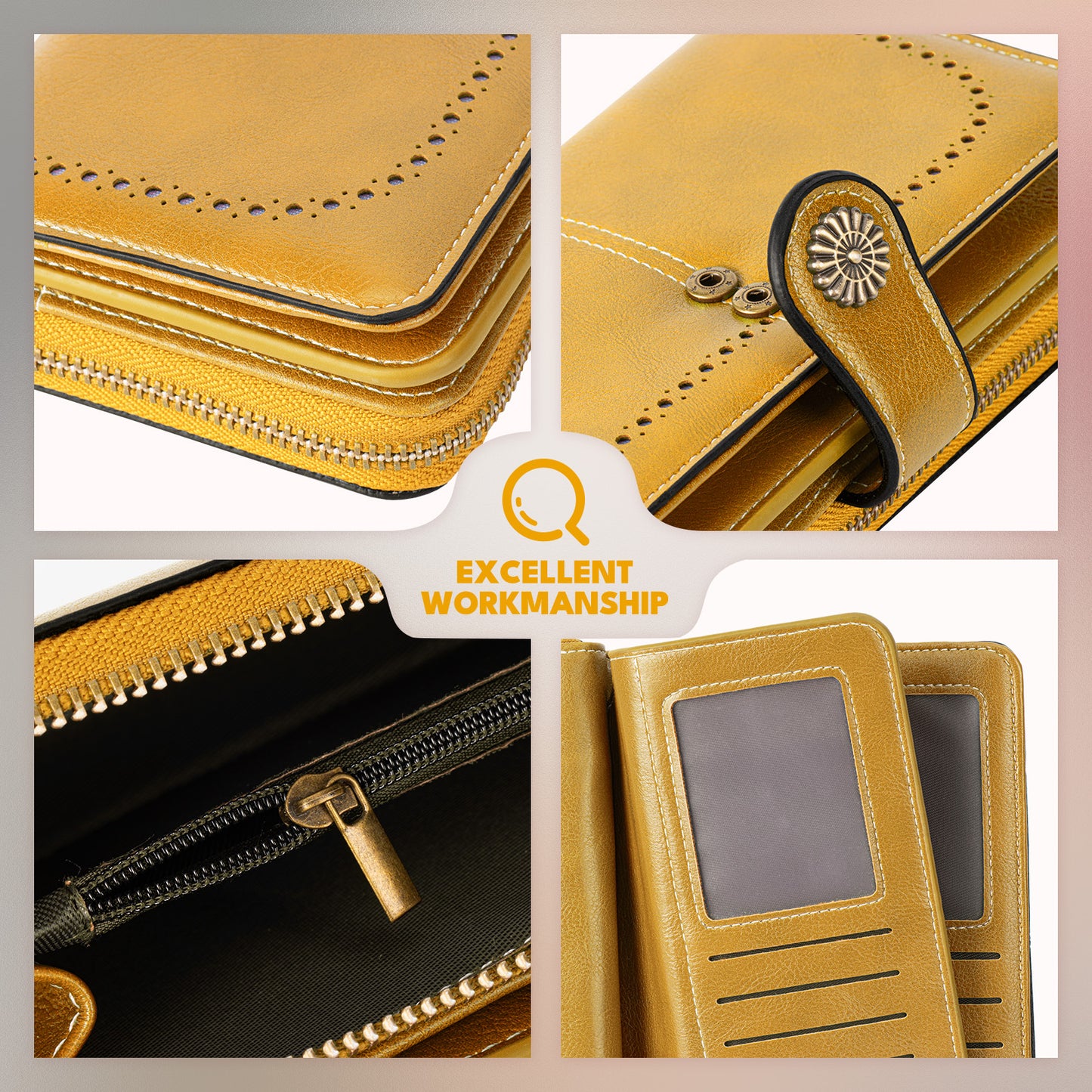 KIVDIT Wallets for Women Genuine Leather Wallets RFID Blocking Credit Card Holder, Large Capacity