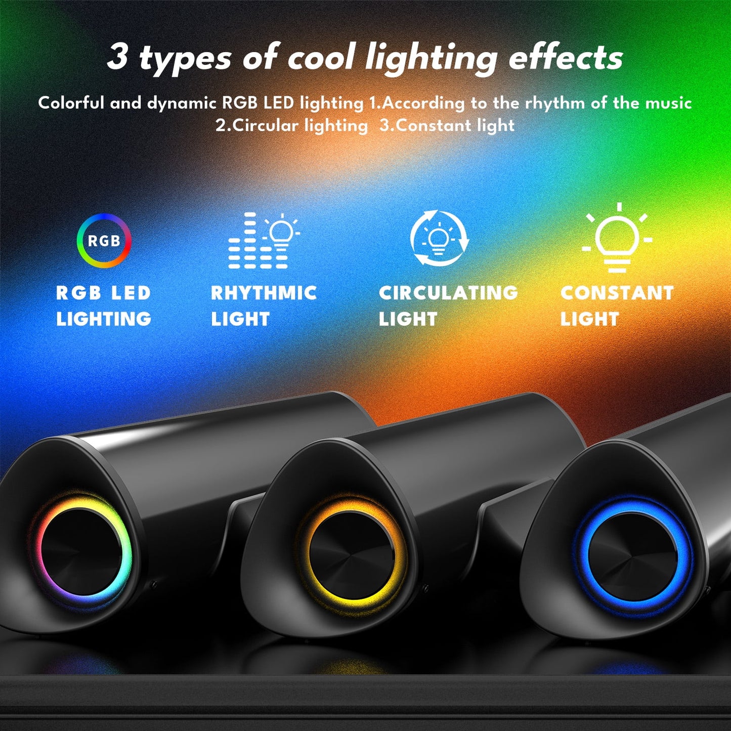 Kivdit Sound Bars for Smart TV,3D Surround Bluetooth Detachable Soundbar Built-in 4 Speakers for Home Theater,Black