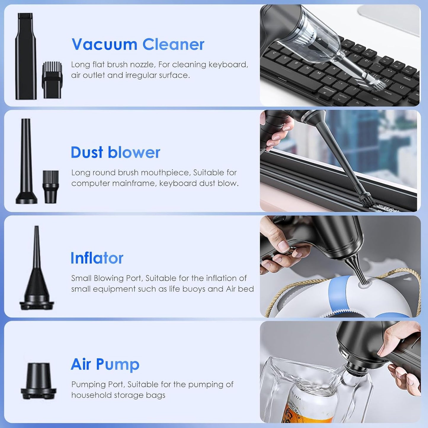 KIVDIT Handheld Vacuum Cordless, 12000Pa Wet Dry Car Vacuum Cleaner Rechargeable Portable Hand Vacuum Cleaner for Car Home Office