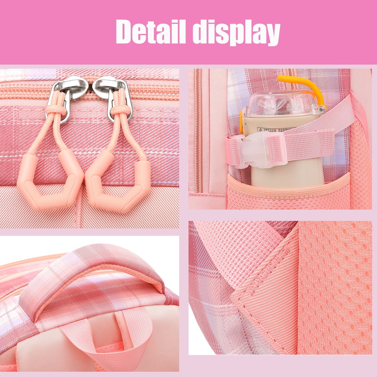 Kivdit School Backpack Bag for Girls,Kids Teens Backpack Waterproof School Bookbag for Girls,Pink