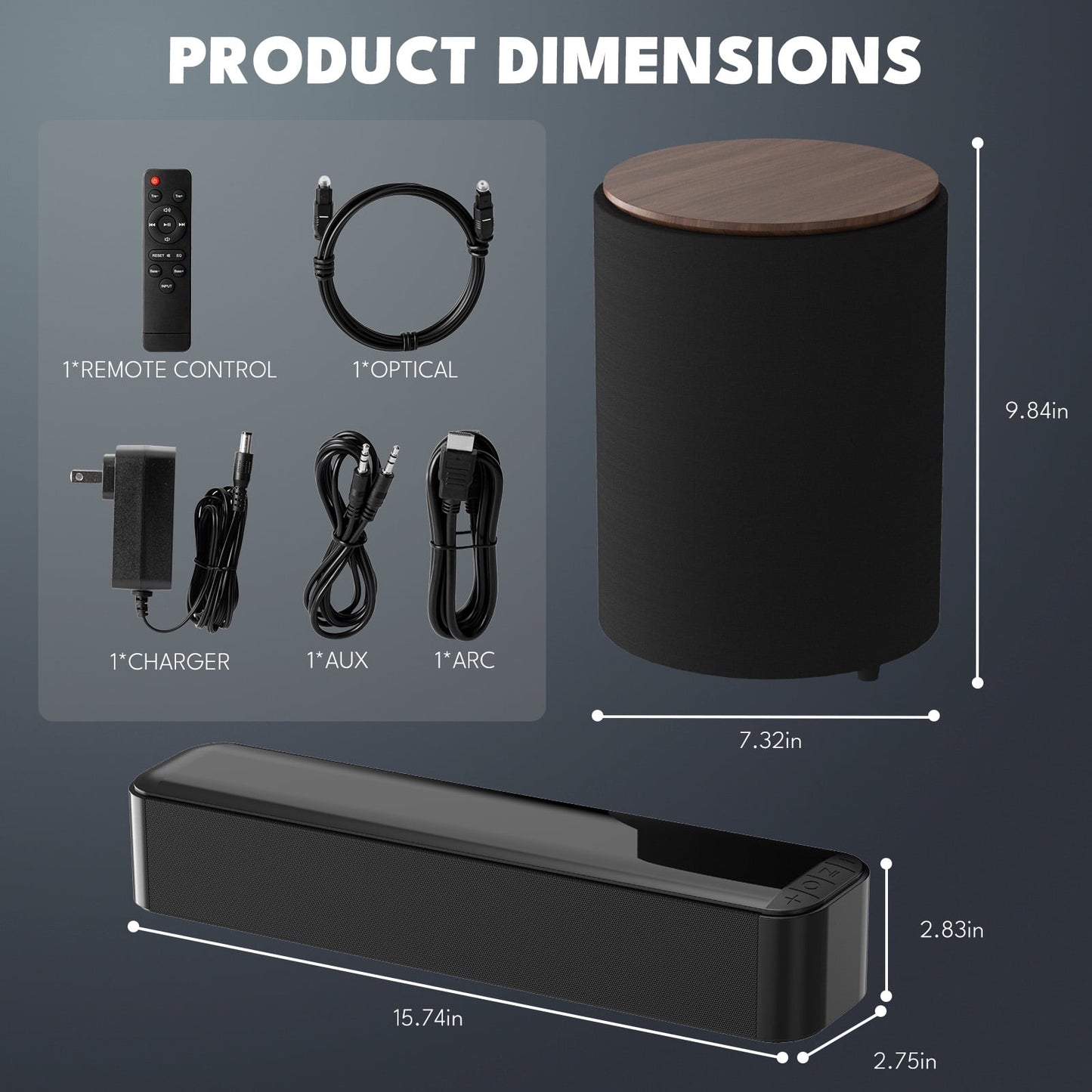 KIVDIT 2.1 Sound Bar for TV,Bluetooth 5.4 Small Soundbar with Subwoofer,Bass Adjustable Home Theater TV Speaker & Stereo Surround Sound System