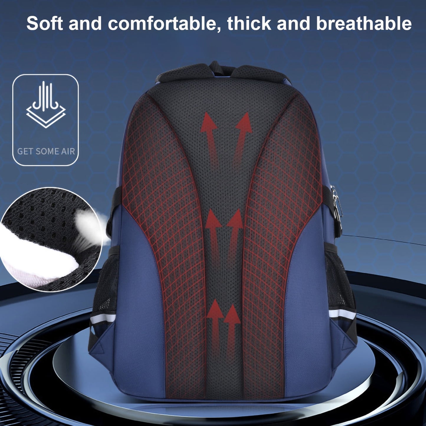 Kivdit School Backpack for Boys,School Bag for Kids Teens,Reflective Bookbag Gifts for Boys,Blue