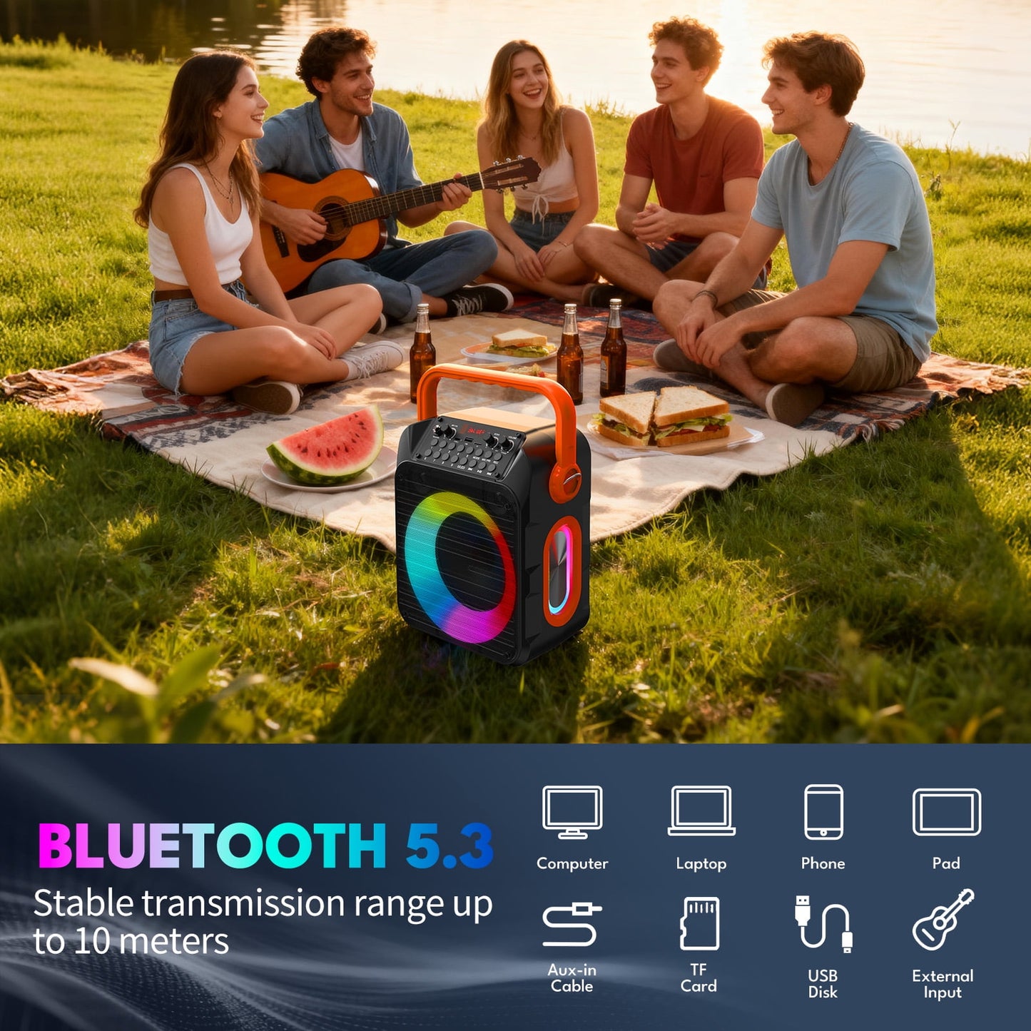 KIVDIT Karaoke Machine Bluetooth Speaker for Adult ,Singing Machine with Karaoke Microphone for Home Party