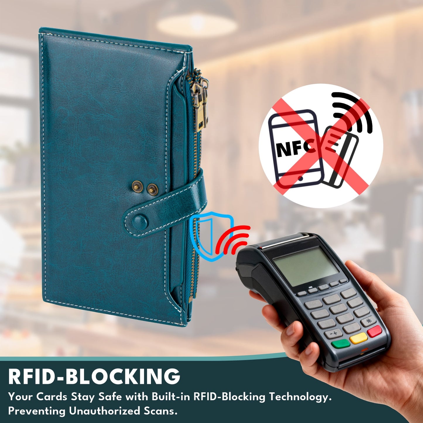 KIVDIT Wallets for Women Large Capacity Slim Wallet RFID Blocking Credit Card Holder with Double Zipper