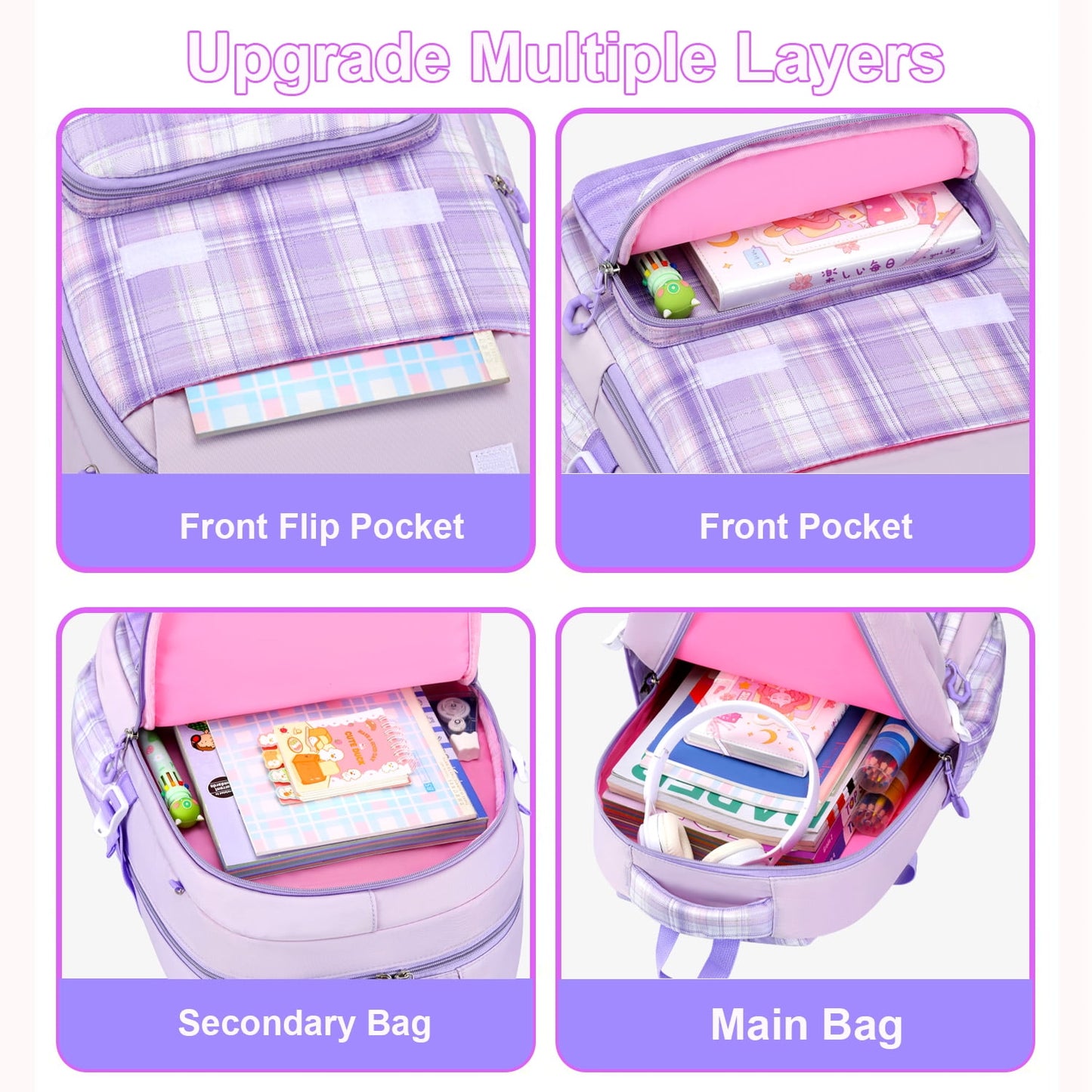 KIVDIT School Backpacks for Girls, Kids School Bags Bookbag Gifts, Pink