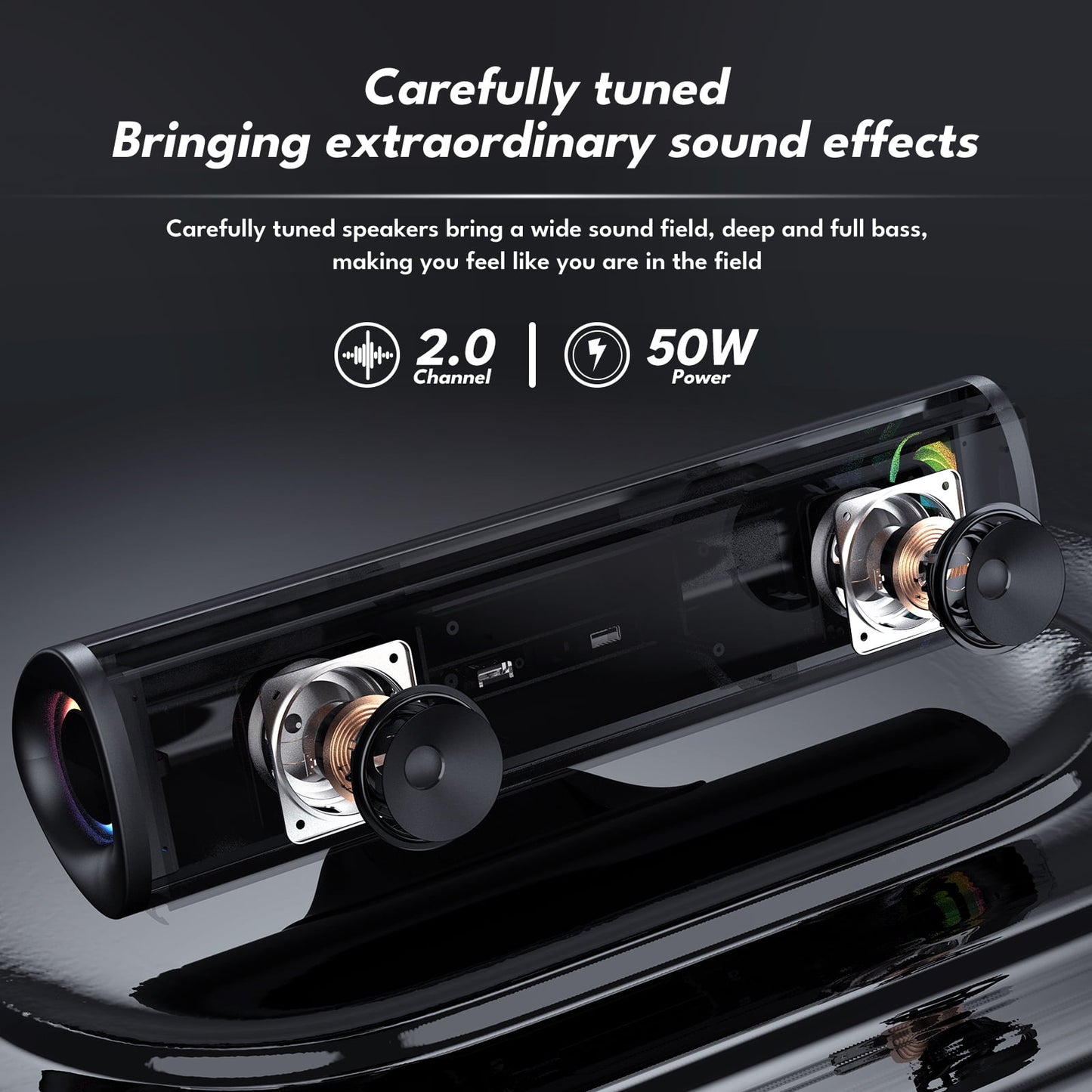 Kivdit Sound Bars for Smart TV,3D Surround Bluetooth Detachable Soundbar Built-in 4 Speakers for Home Theater,Black