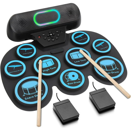 KIVDIT Electric Drum Set for Kids Adults,9 Pads Electronic Drum Kit with Headphone Jack & Speaker
