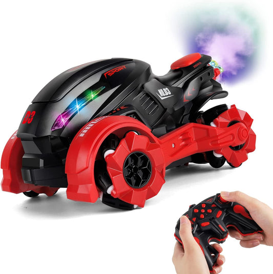 KIVDIT Remote Control Car RC Car Toy 360° Spin Flip RC Stunt Car with Light and Cool Spray, Ideal Gift for Kids(Red)