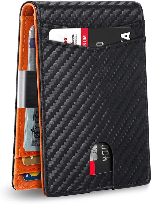 KIVDIT Wallet for Men Slim, Genuine Leather Mens Wallet RFID Blocking Credit Card Holder