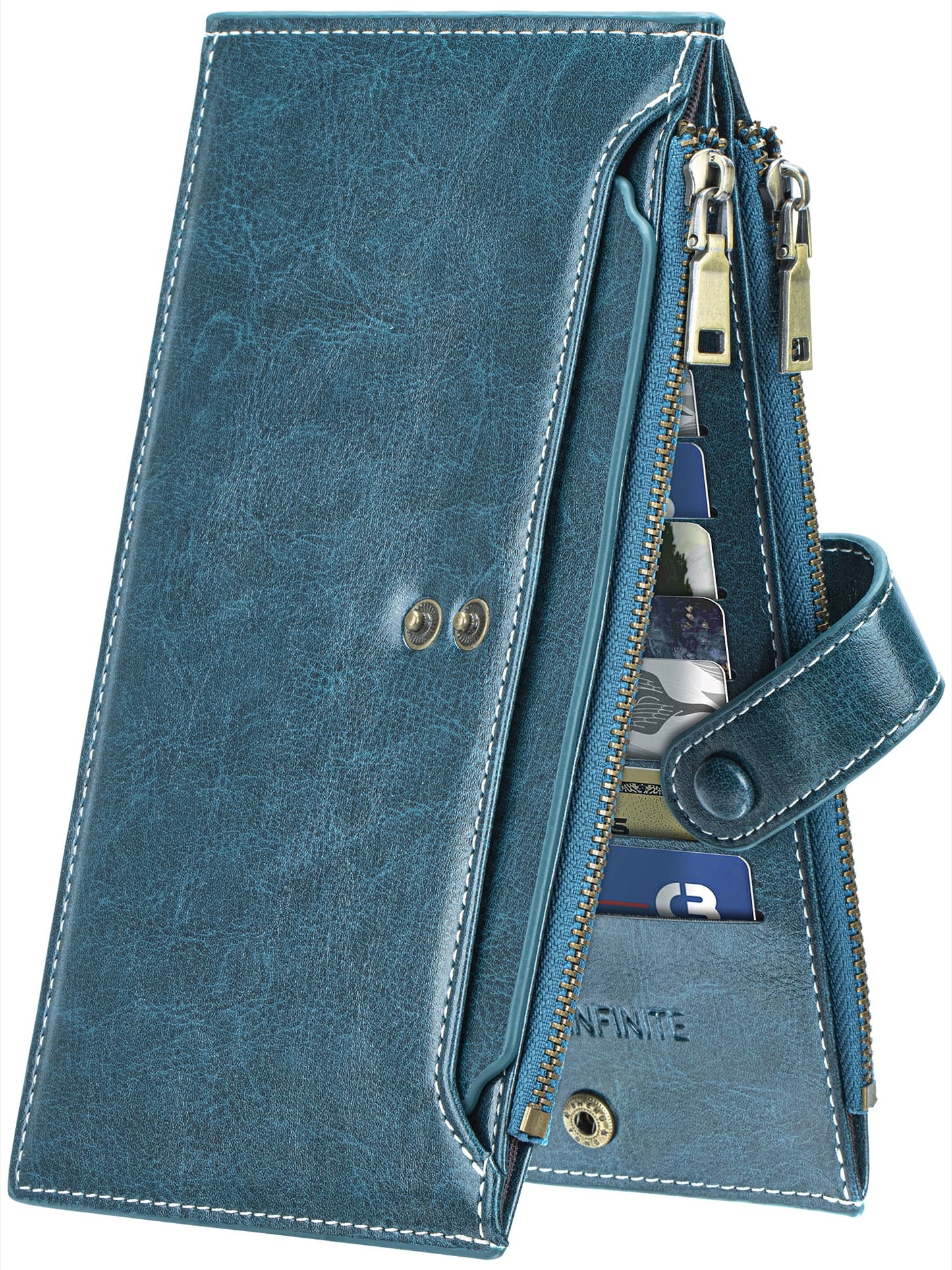 KIVDIT Wallets for Women Large Capacity Slim Wallet RFID Blocking Credit Card Holder with Double Zipper