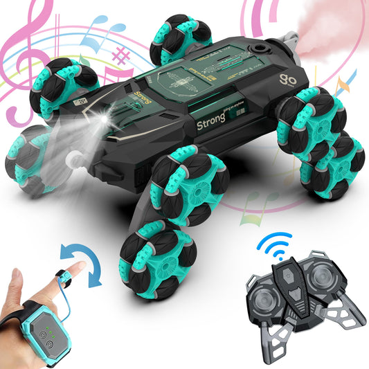 Kivdit Remote Control Cars,2.4GHz 8WD RC Cars with Gesture Sensing and Simulated Exhaust Spray,All Terrains Transform Drift Off Road Vehicle Toy for Kids Boys & Girls,Aged 8-12
