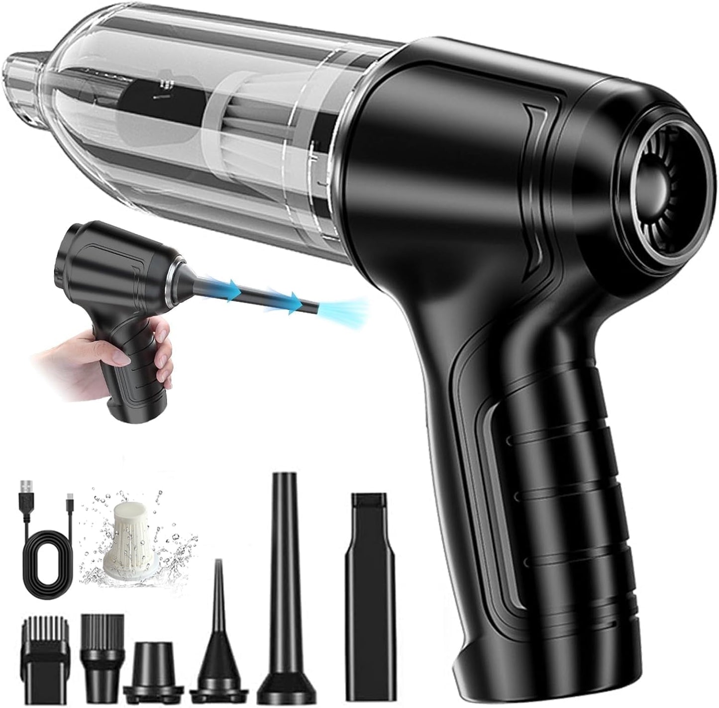KIVDIT Handheld Vacuum Cordless, 12000Pa Wet Dry Car Vacuum Cleaner Rechargeable Portable Hand Vacuum Cleaner for Car Home Office