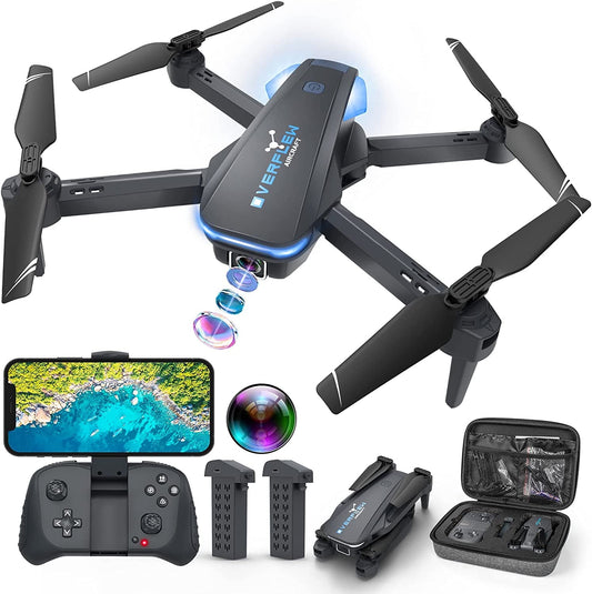 Kivdit Drone with 4K HD Camera for Adults and Kids,RC Quadcopter with 2 Batteries,Black