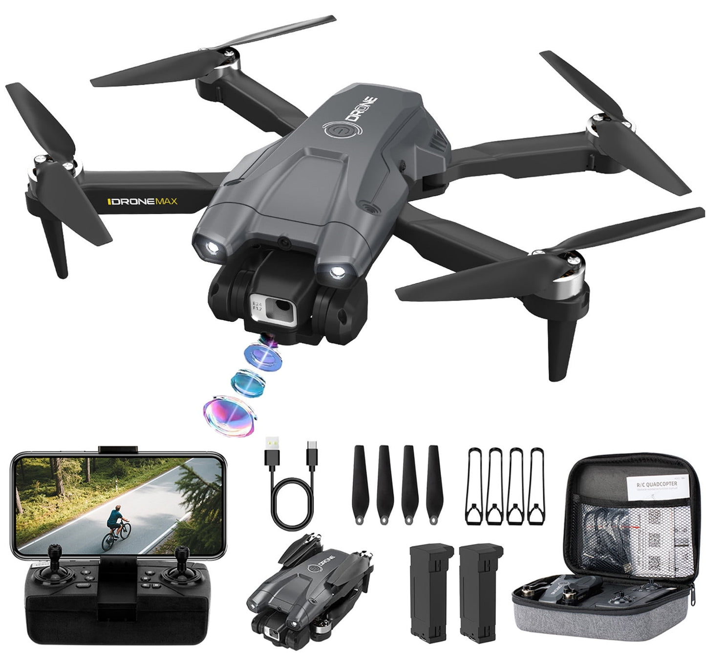 Kivdit Drone with 4K HD Camera for Adults and Kids,RC Quadcopter with 2 Batteries,Black