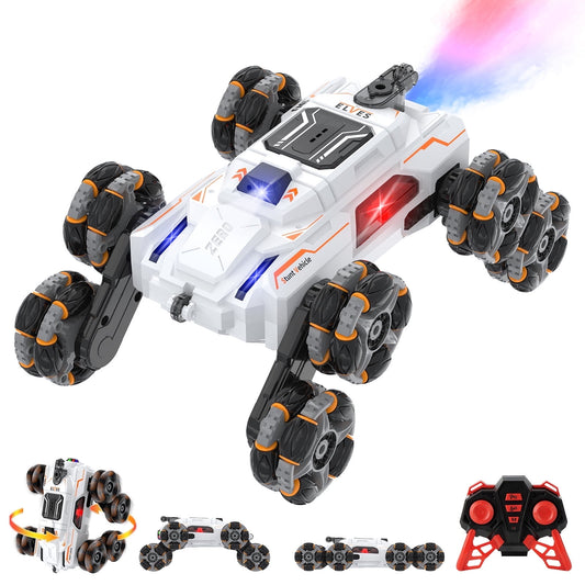 Kivdit Remote Control Cars,2.4GHz 8WD RC Cars with Gesture Sensing and Simulated Exhaust Spray,All Terrains Transform Drift Off Road Vehicle Toy for Kids Boys & Girls,Aged 8-12