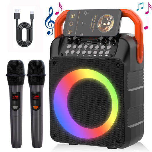 Kivdit Karaoke Machine Bluetooth Speaker with Microphone for Adult,PA Portable Speaker with LED Lights