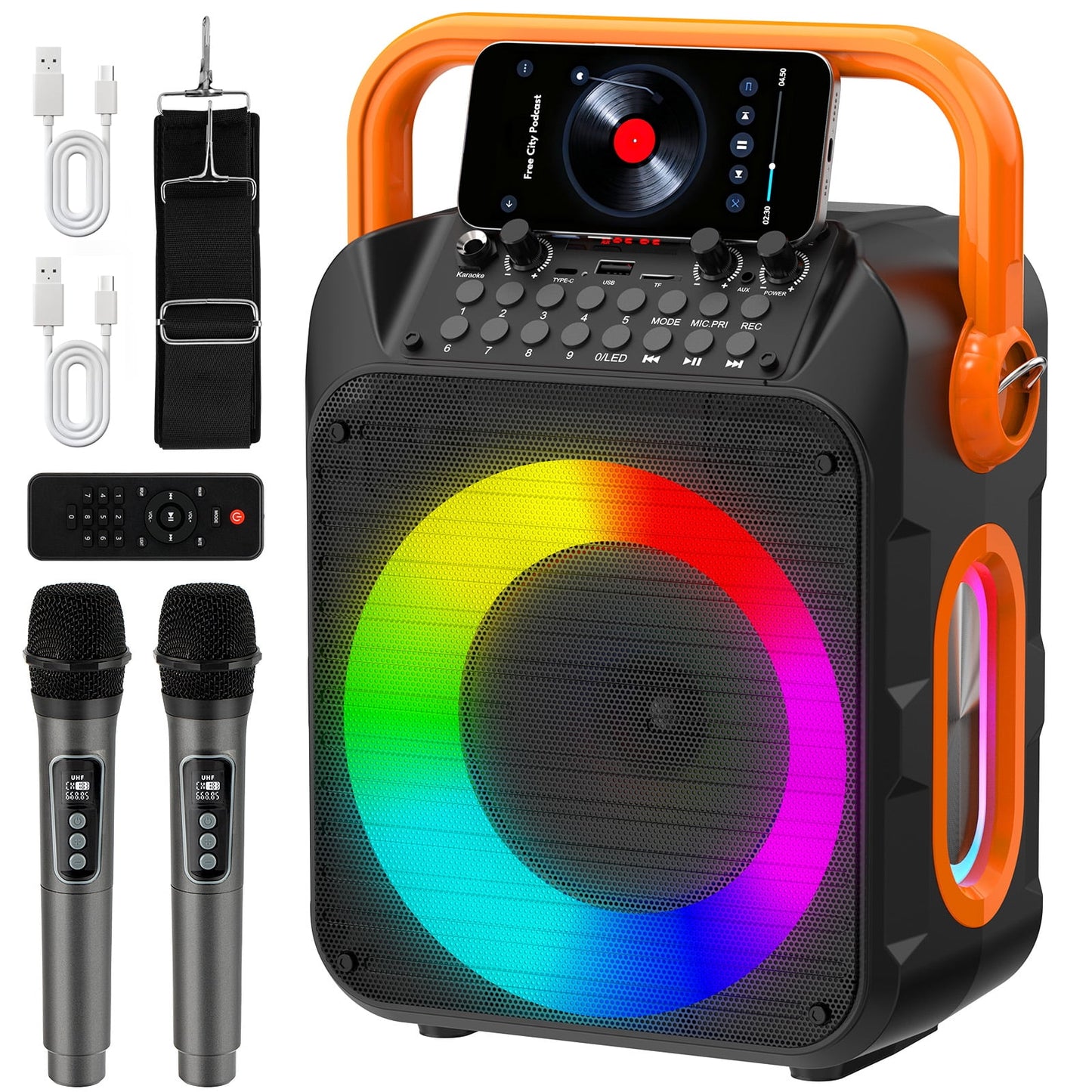 KIVDIT Karaoke Machine Bluetooth Speaker for Adult ,Singing Machine with Karaoke Microphone for Home Party