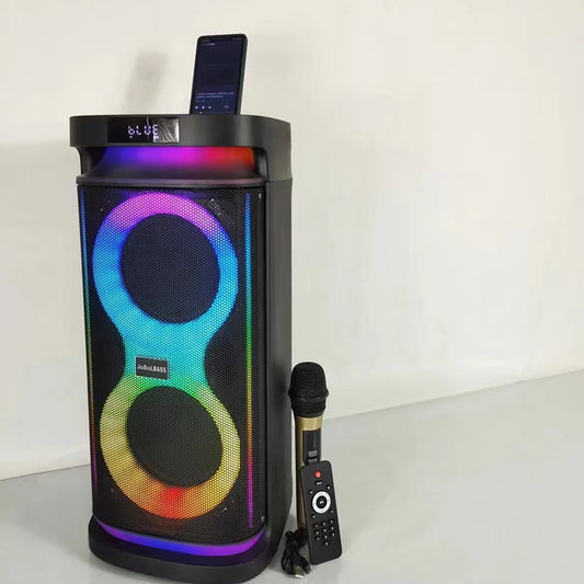 Kivdit Karaoke Machine with 2 Wireless Microphones,Portable Bluetooth Karaoke Speaker for Adults & Kids,Big Party PA System with RGB Lights
