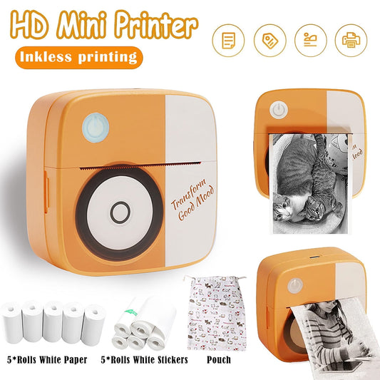 Kivdit Mini Printer Wireless Portable Photo Printer, Label Sticker Printer, Bluetooth Pocket Printer