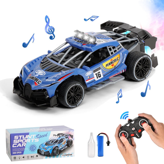 Kivdit 1:16 RC Cars for Kids,2.4GHz Remote Control Car with Lights and Spray Function for Boys Girls