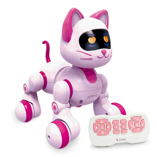 Kivdit Remote Control Robot Cat, Interactive Robot Toys for Kids,Programmable RC Robot with Touch Sensing, LED Eyes, Dance & Music