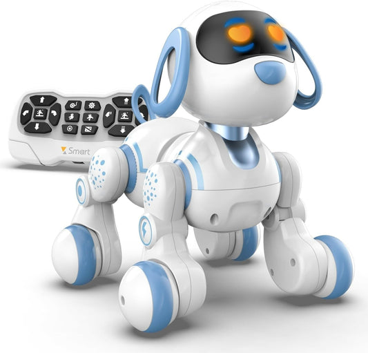 Kivdit Remote Control Robot Dog,Interactive Robot Toys for Kids,Programmable RC Robot with Touch Sensing, LED Eyes, Dance & Music