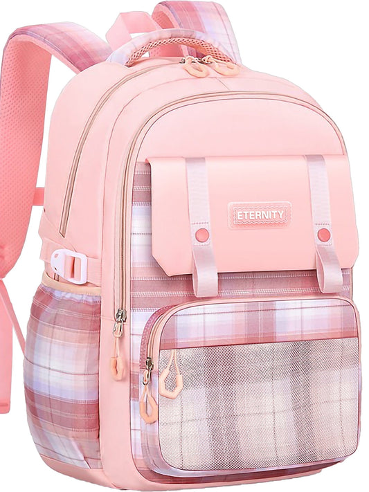 KIVDIT School Backpack for Girls,Fashion Large Capacity Bookbag for Kids Teens,Waterproof Girls School Bag,Pink