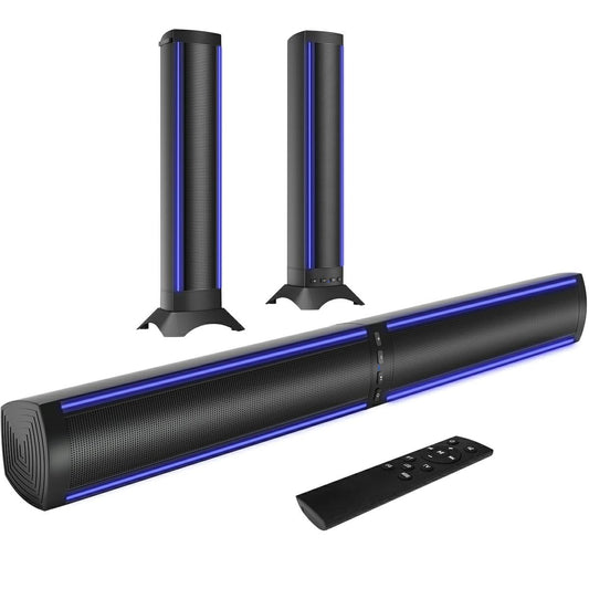 Kivdit Sound Bars for Smart TV,3D Surround Bluetooth Detachable Soundbar Built-in 4 Speakers for Home Theater,Black