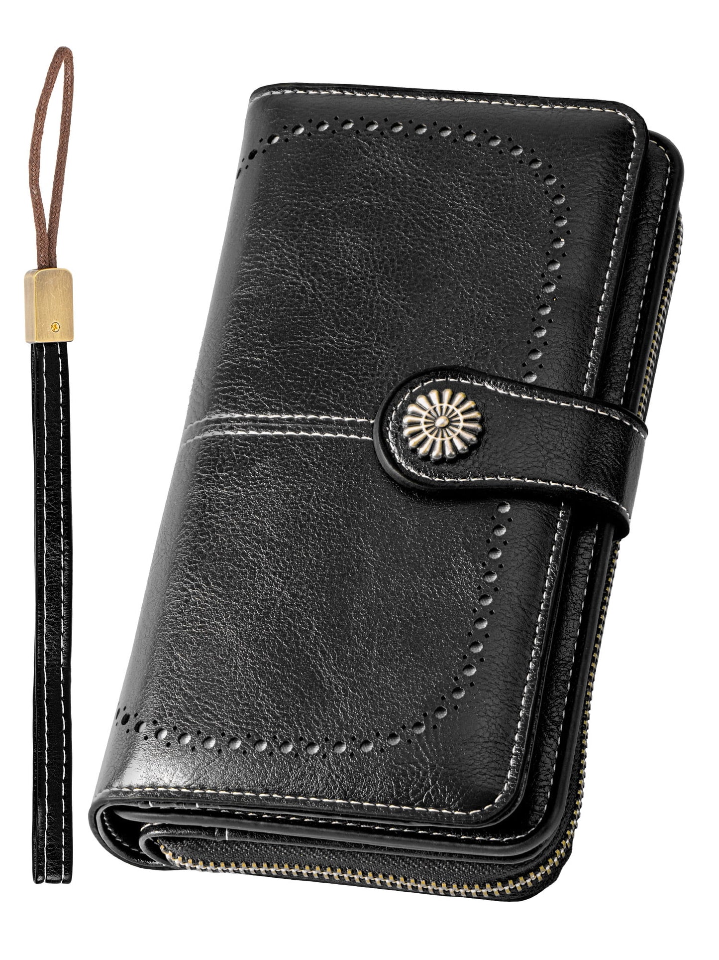 Kivdit Wallets for Women Genuine Leather,Large Capacity Womens Wallet with RFID Blocking,Blue