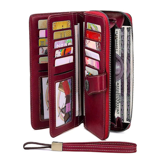 Kivdit Wallets for Women Genuine Leather Wallet Credit Card Holder with RFID Blocking Large Capacity