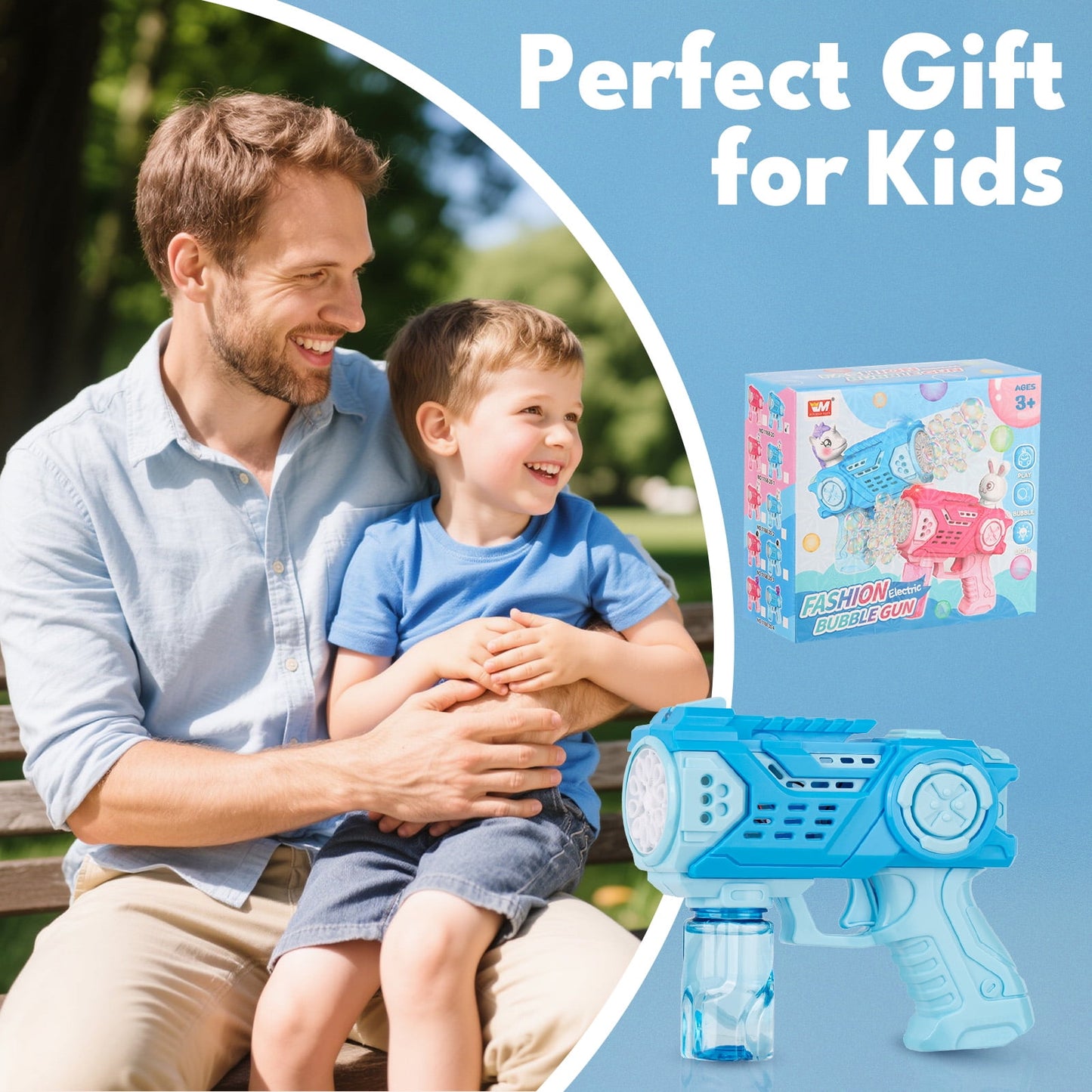 Kivdit Bubble Machine for Kids,Automatic Bubble Maker Machine for Party Bubble Toys with colorful light