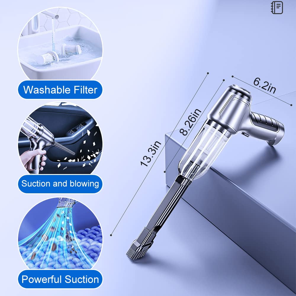 KIVDIT Handheld Vacuum Cordless, 12000Pa Wet Dry Car Vacuum Cleaner Rechargeable Portable Hand Vacuum Cleaner for Car Home Office