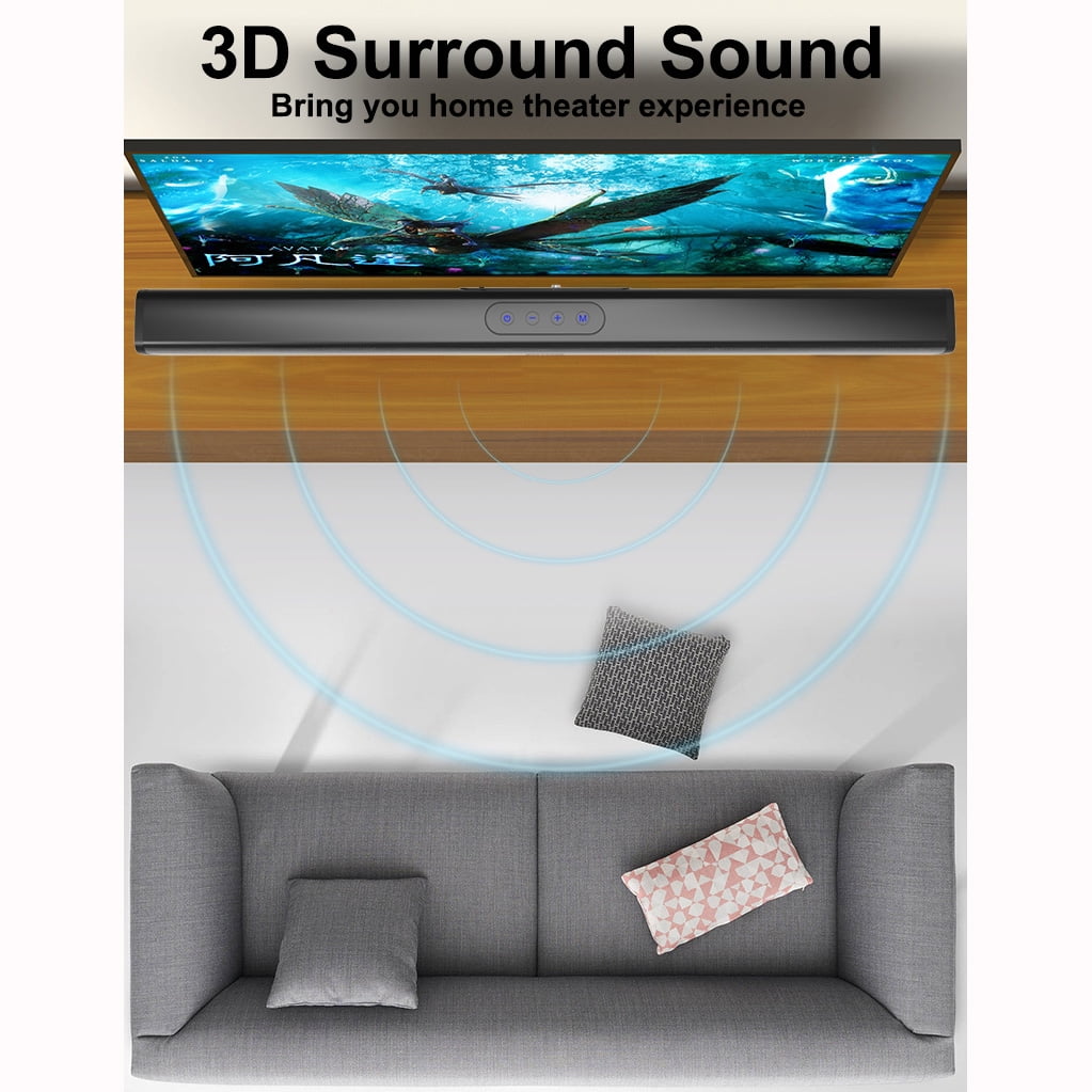 Kivdit 2.0 CH Sound Bar for TV, 32 Inch 24W Soundbar for TV, Home Theater Audio with 3D Surround Sound,Bluetooth 5.3 TV Sound Bar,AUX/Coaxial/Wall Mountable