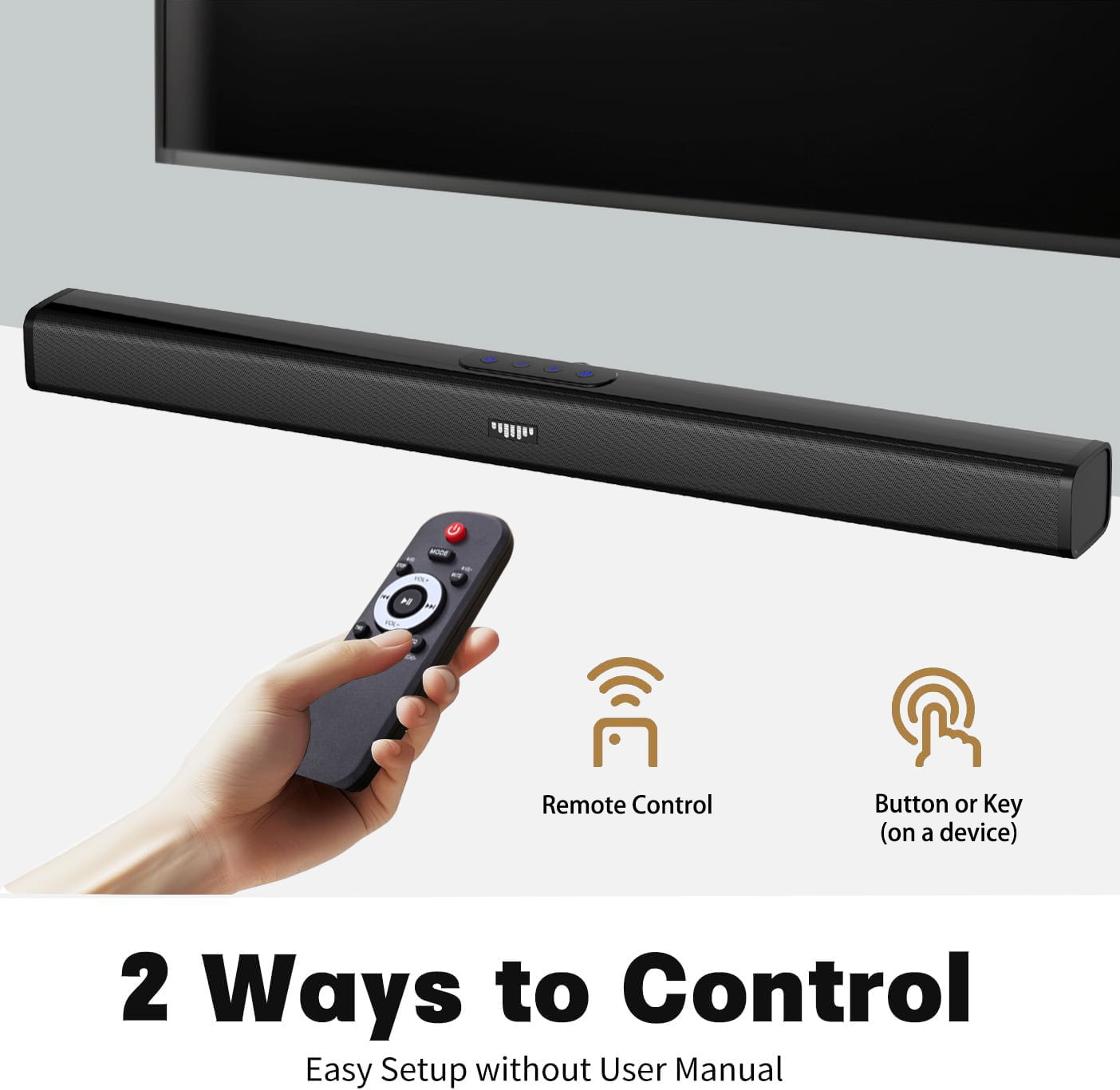 Kivdit 2.0 CH Sound Bar for TV, 32 Inch 24W Soundbar for TV, Home Theater Audio with 3D Surround Sound,Bluetooth 5.3 TV Sound Bar,AUX/Coaxial/Wall Mountable
