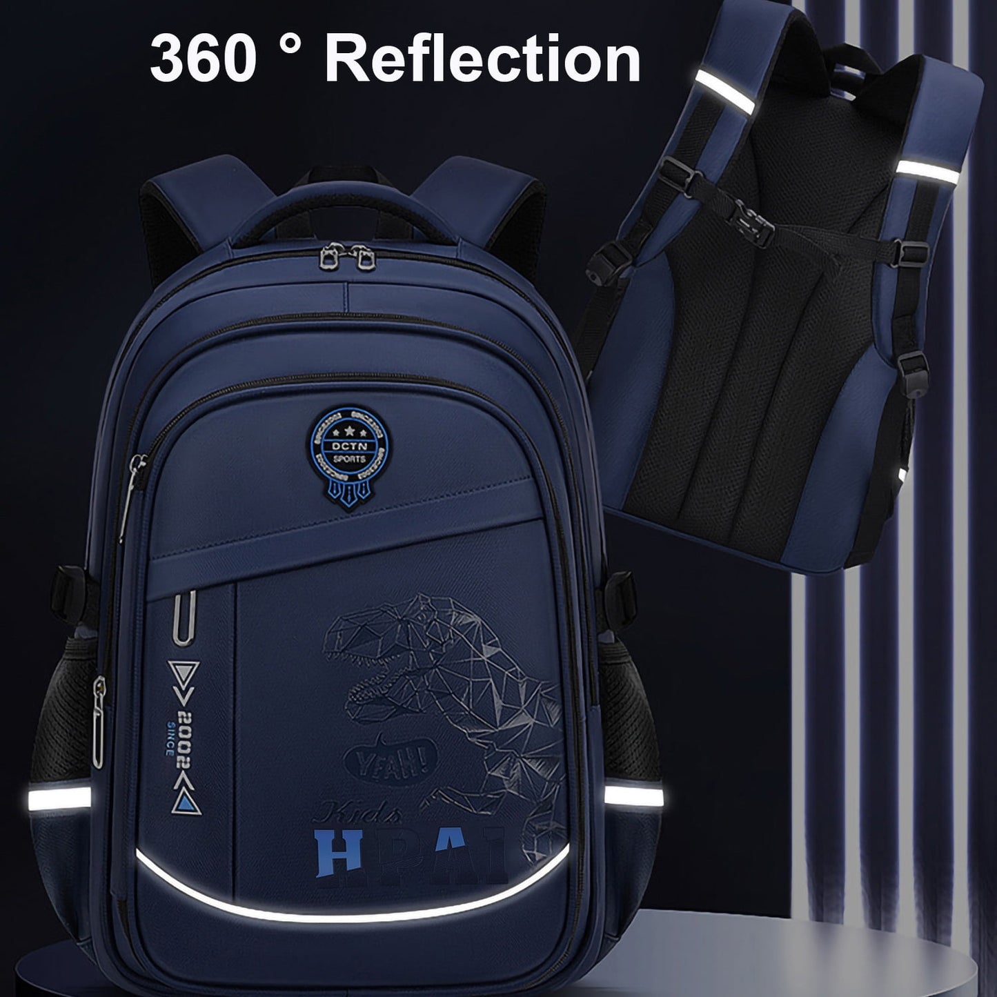 Kivdit School Backpack for Boys,School Bag for Kids Teens,Reflective Bookbag Gifts for Boys,Blue