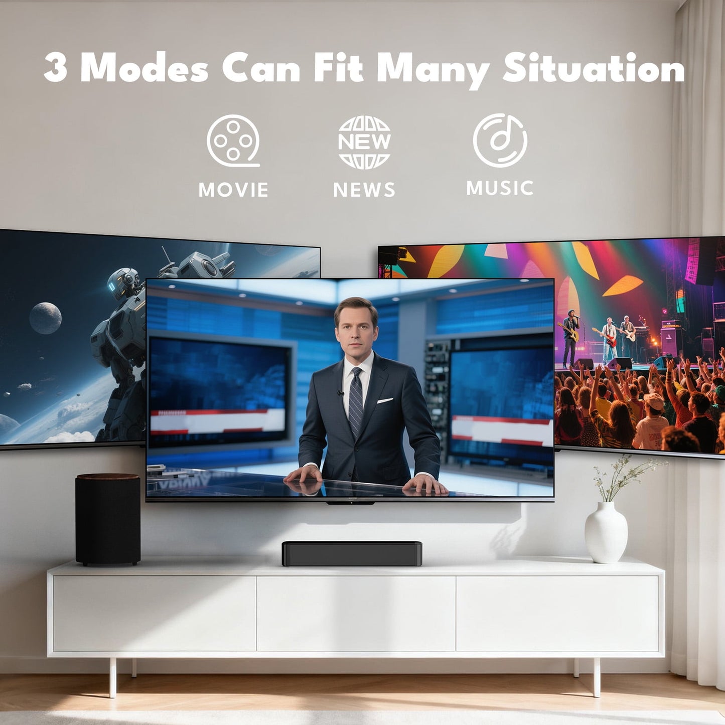 KIVDIT 2.1 Sound Bar for TV,Bluetooth 5.4 Small Soundbar with Subwoofer,Bass Adjustable Home Theater TV Speaker & Stereo Surround Sound System