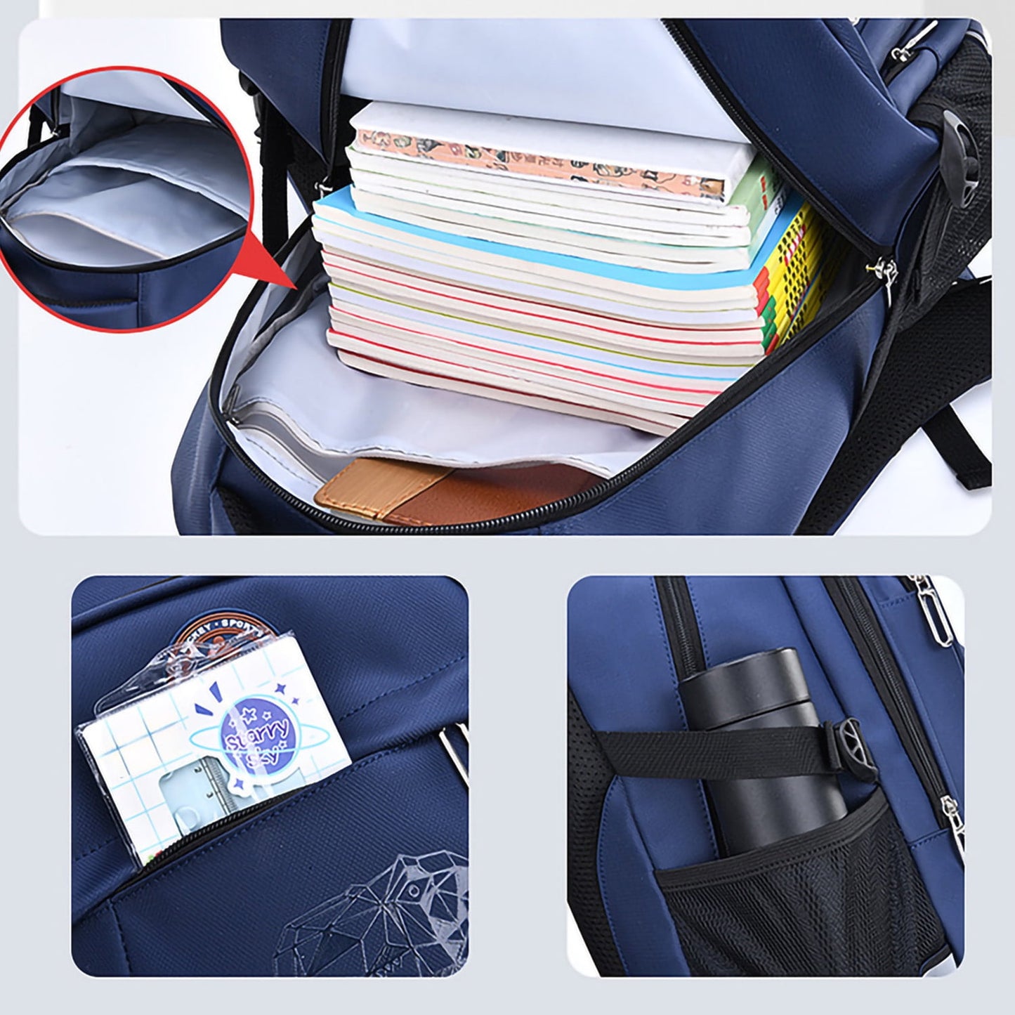 Kivdit School Backpack for Boys,School Bag for Kids Teens,Reflective Bookbag Gifts for Boys,Blue