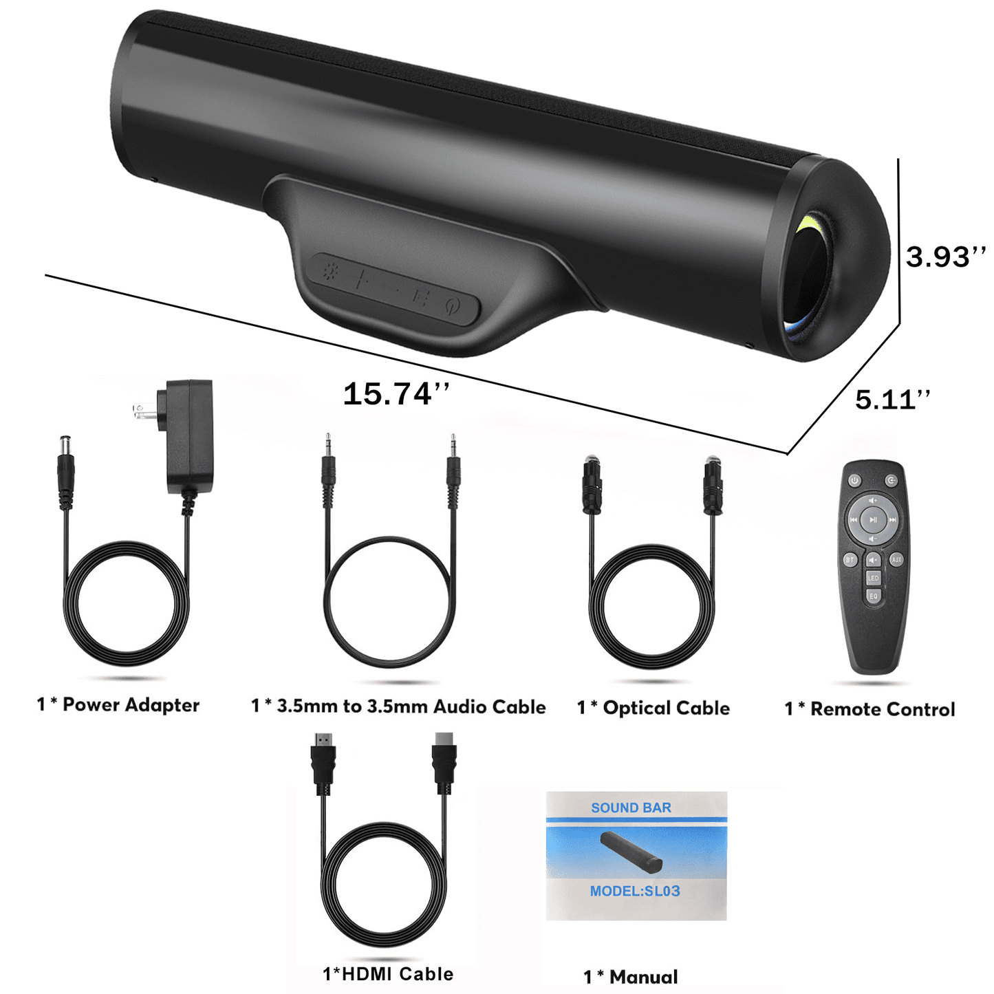 Kivdit Sound Bars for Smart TV,3D Surround Bluetooth Detachable Soundbar Built-in 4 Speakers for Home Theater,Black