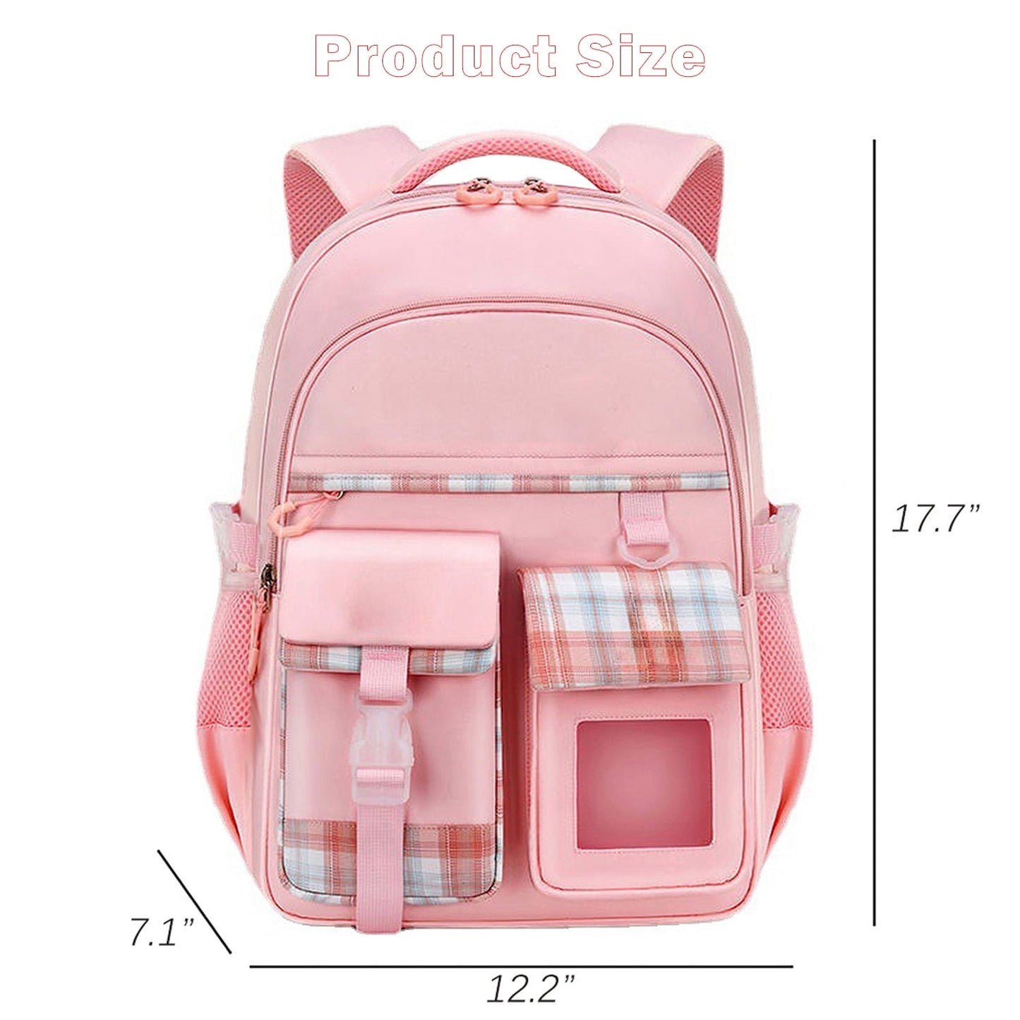 KIVDIT School Backpack for Girls,Fashion Waterproof Kids Teens Bookbag Large Capacity School Bag,Pink
