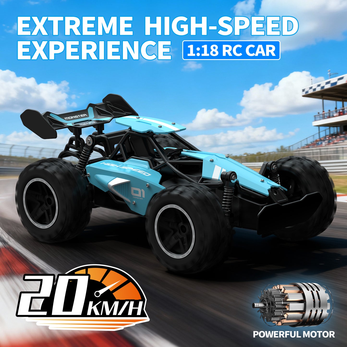 Kivdit Remote Control Cars,1:18 High Speed RC Cars,20+ km/h All Terrain Off Road Vehicle,Toys Gifts for Boys Girls Kids
