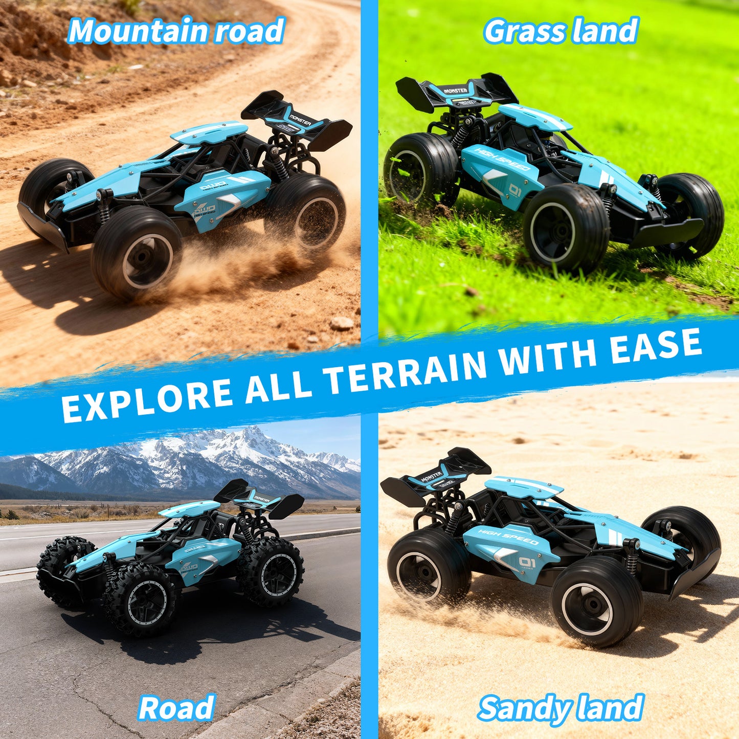 Kivdit Remote Control Cars,1:18 High Speed RC Cars,20+ km/h All Terrain Off Road Vehicle,Toys Gifts for Boys Girls Kids