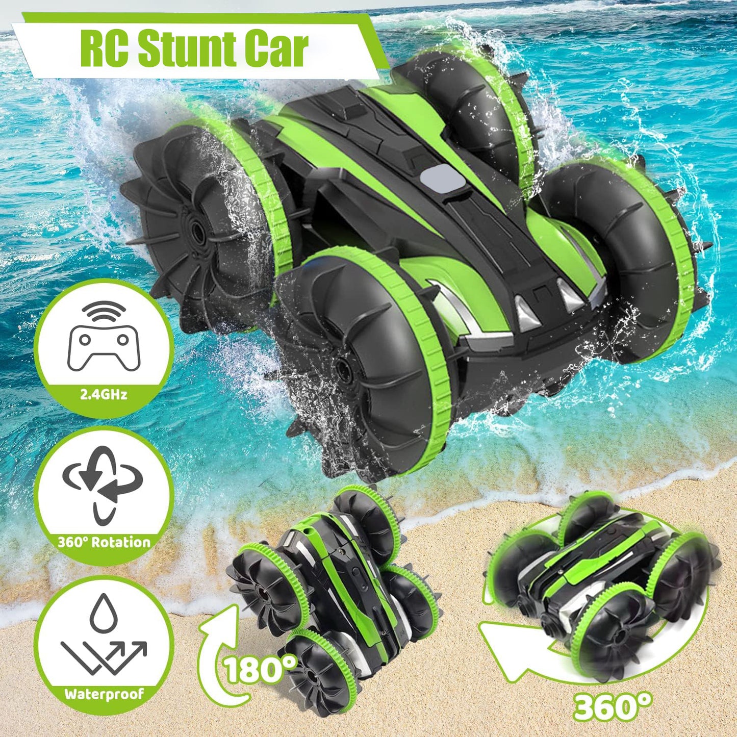 Kivdit Remote Control Car for Kids, RC Stunt Cars,RC Car Toys Green,Car Toy Gifts for Girls Boys