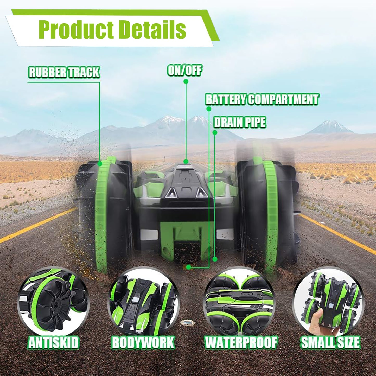Kivdit Remote Control Car for Kids, RC Stunt Cars,RC Car Toys Green,Car Toy Gifts for Girls Boys