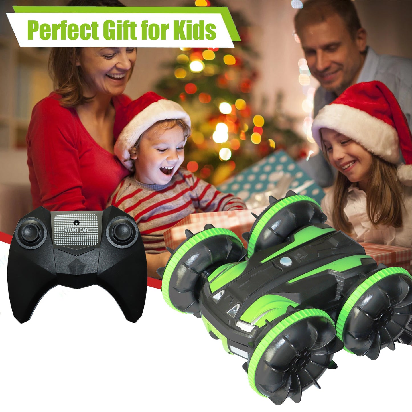 Kivdit Remote Control Car for Kids, RC Stunt Cars,RC Car Toys Green,Car Toy Gifts for Girls Boys