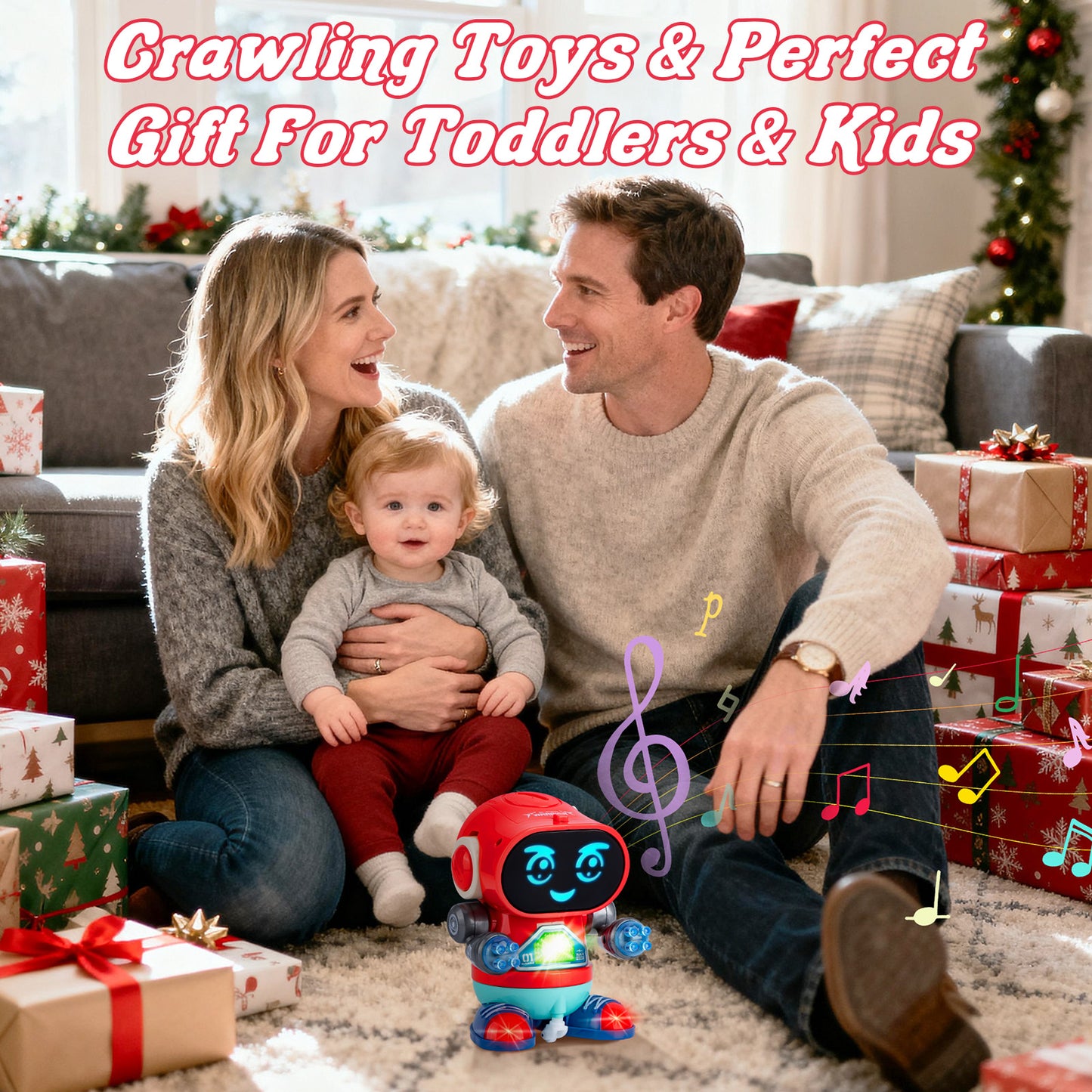 Kivdit RC Robot Toys for Kids,Rechargeable Programmable Smart Remote Control Robot with LED Eyes and Switchable Music,Pink