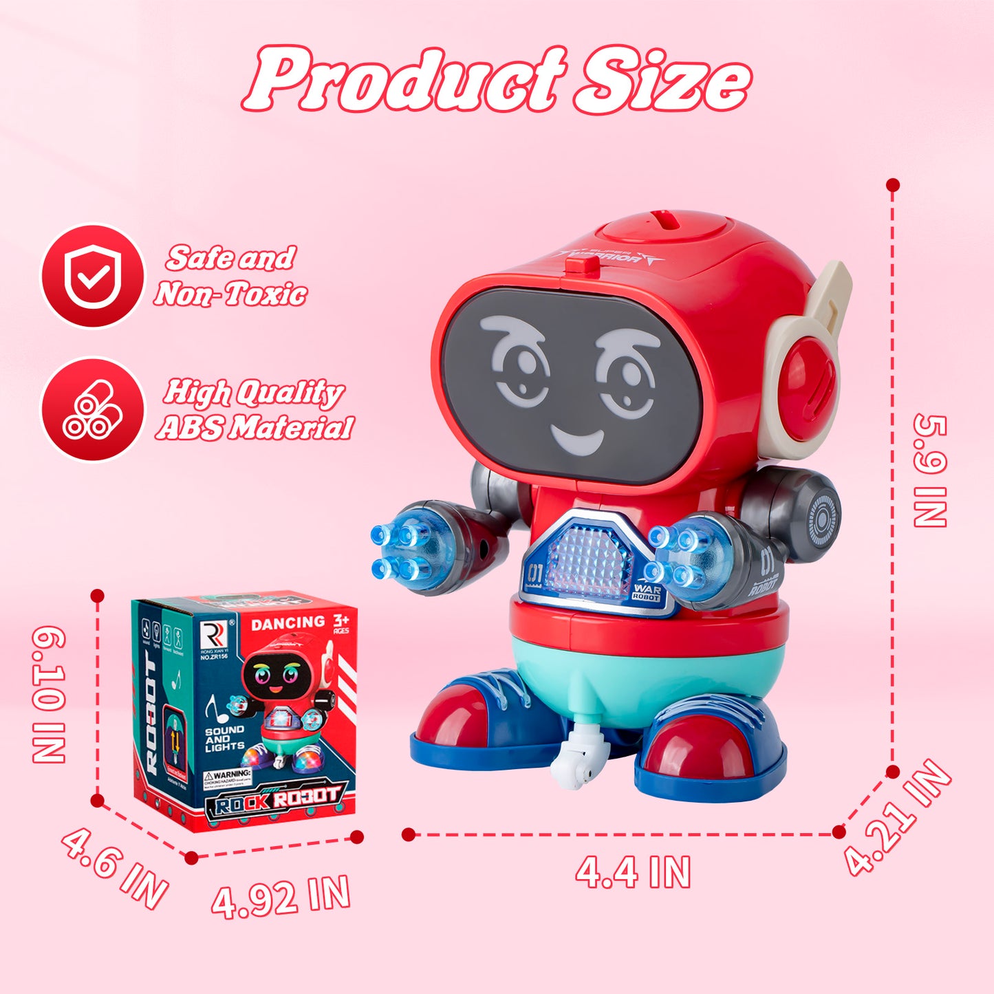 Kivdit RC Robot Toys for Kids,Rechargeable Programmable Smart Remote Control Robot with LED Eyes and Switchable Music,Pink